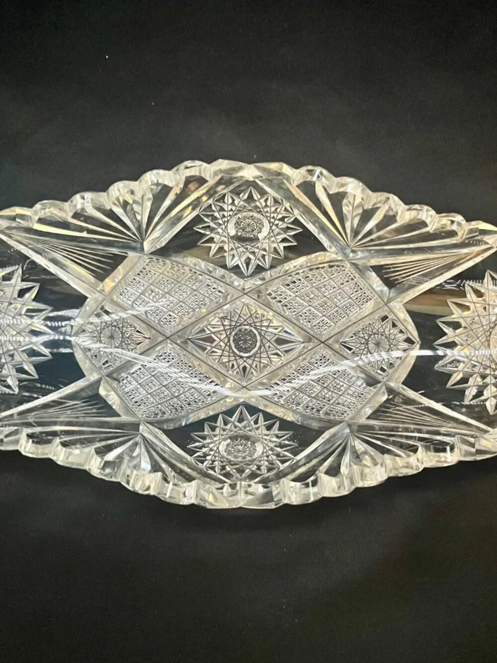 Antique American Brilliant Period Cut Crystal Celery, Relish, Or Candy Dish